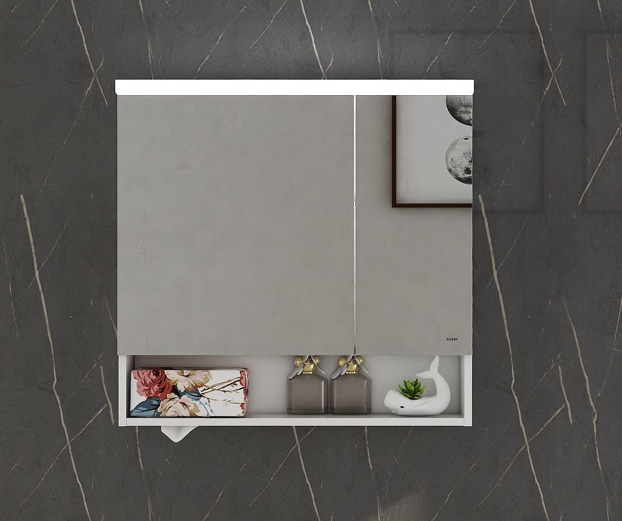 SSWW OGLEDALO ORMARIĆ 75X72X16 S LED RASVJETOM BIJELI